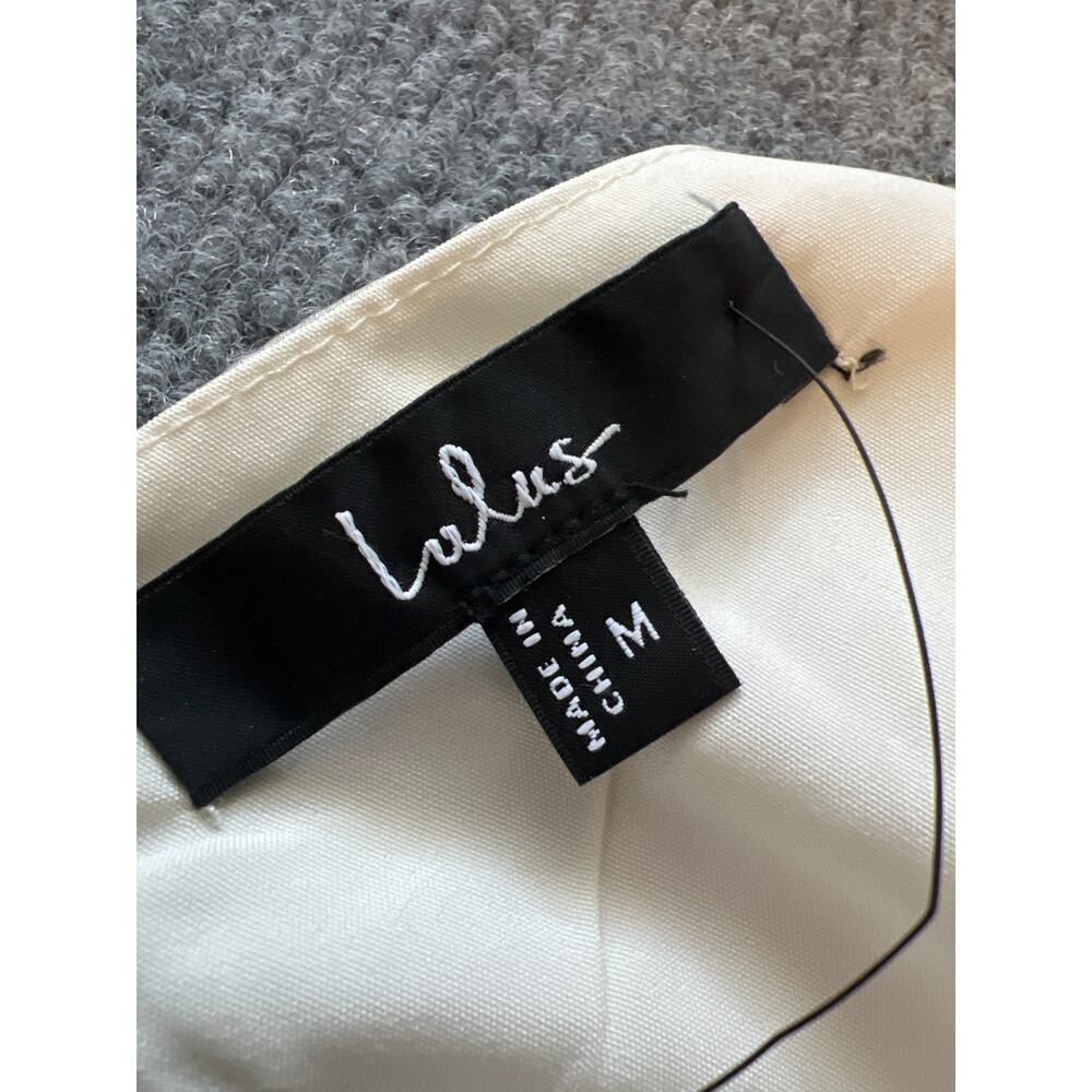 NWT Lulus Deluca Ivory Satin Sleeveless Ruffled V-Neck Wedding Maxi Dress Gown M - Picture 6 of 14